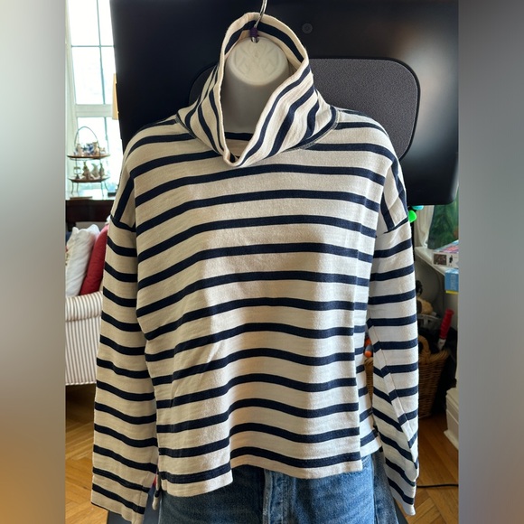 J. Crew Vintage cotton terry turtleneck -navy/white stripe - excellent cond - L - Picture 5 of 10
